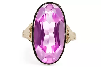 Каблучка Вінтаж стиль Аметист 14K Жовте золото vrc113y